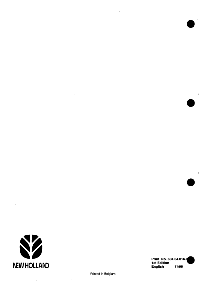 New Holland TF76 TF78 Combine Maintenance Manual 604.64.016.00 PDF