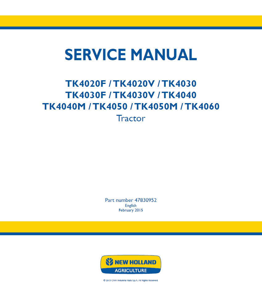 New Holland TK4020-TK4060 Crawler Tractor Service Manual | 47830952 PDF