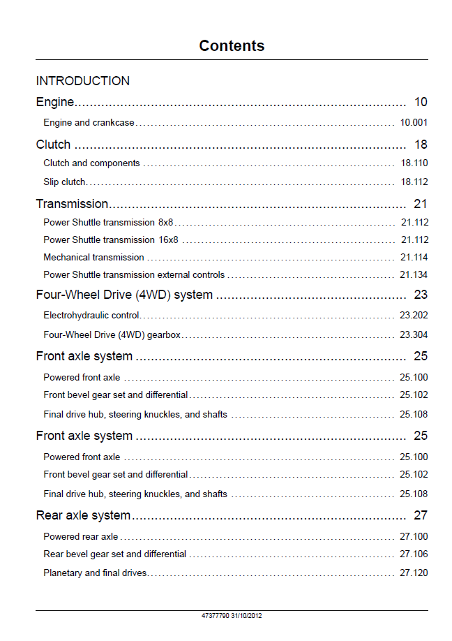 New Holland TS6.110 through TS6.140 Tractor Workshop and Repair Handbook 47377790 (PDF)