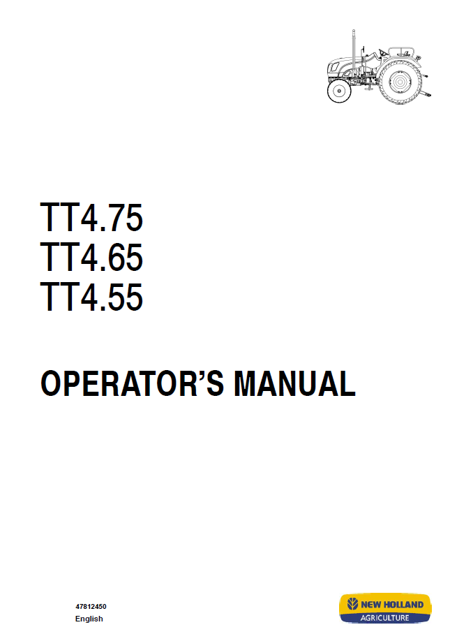 New Holland TT4.55-TT4.75 Tractor Operator Manual | 47812450 PDF