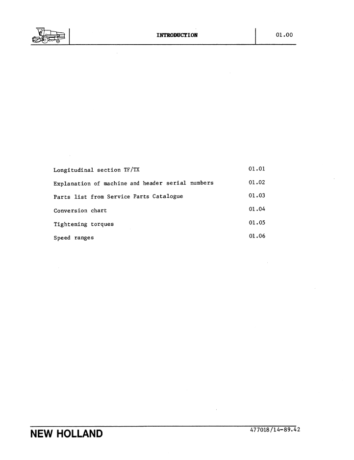 New Holland TX Series Combine Technical Repair Manual 40483610 PDF