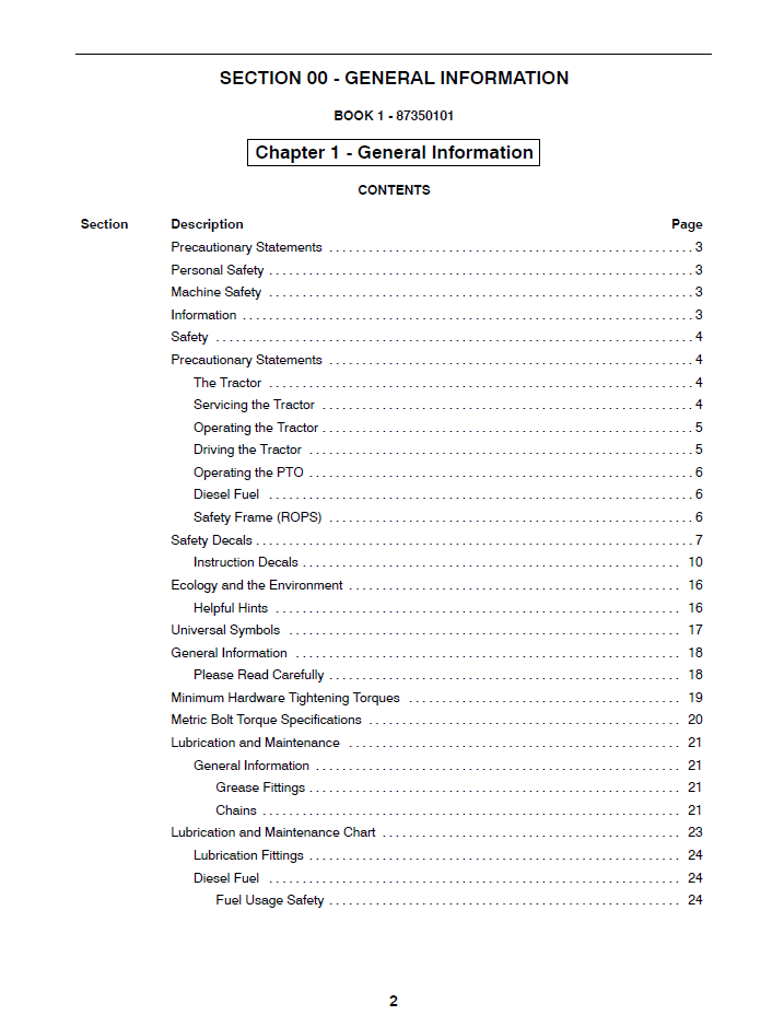 New Holland TZ18DA-TZ25DA Tractor Repair Manual 87350100 PDF