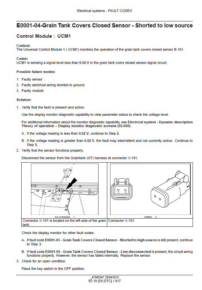 New Holland Tier 4B Combine Harvester Repair & Service Manual 47878233 PDF