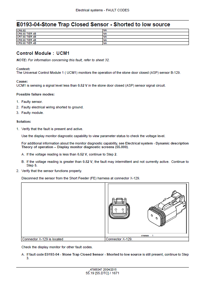 New Holland Tier 4B Combine Harvester Repair & Service Manual 47878235 PDF