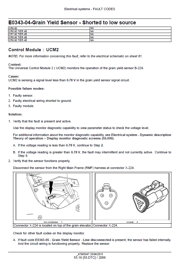 New Holland Tier 4B Combine Harvester Repair & Service Manual 47878236 PDF