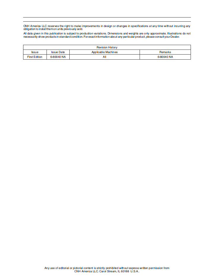 New Holland Undercarriage Technical Manual 6-80040NA