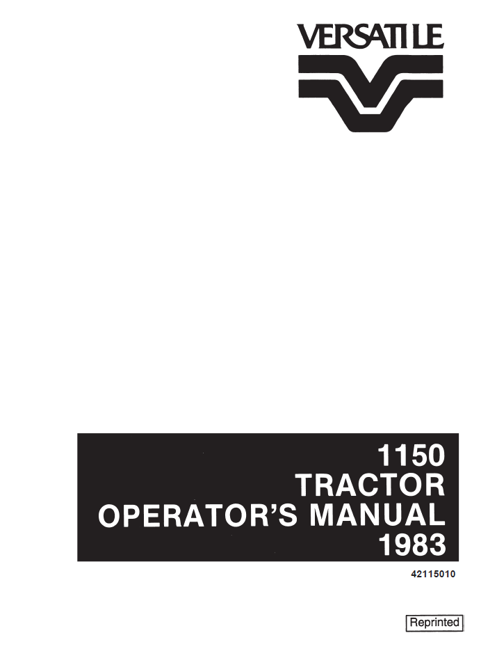 New Holland Versatile 1150 Tractor Operator Manual PDF 42115010