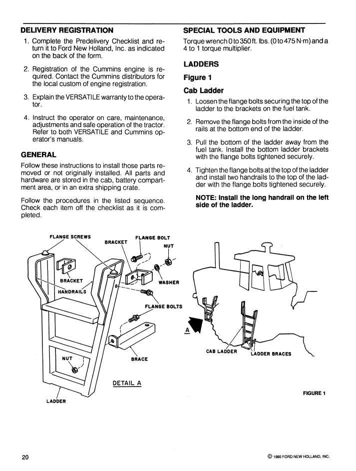 New Holland Versatile 1156 Tractor Operation Manual 41115611 PDF