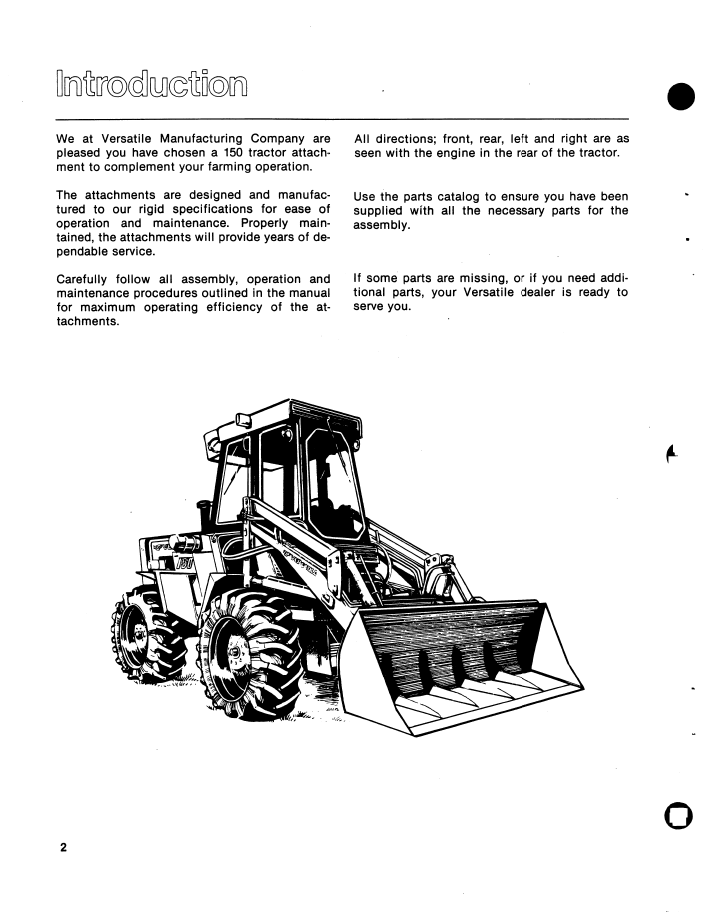 New Holland Versatile 150 Tractor Attachment Handbook 43015010 (PDF)