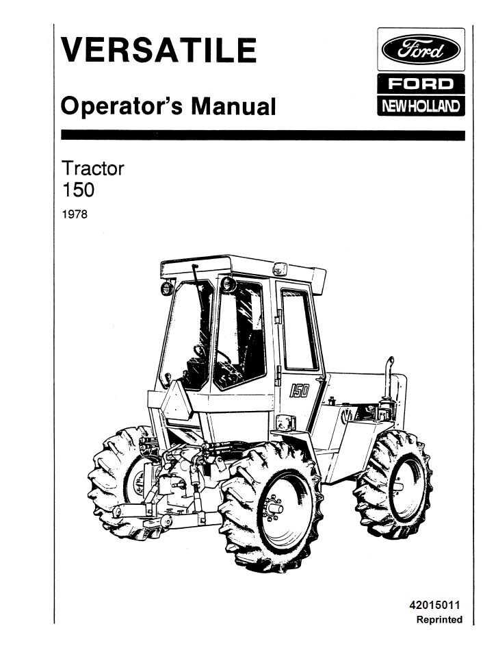 New Holland Versatile 150 Tractor Manual 42015011 PDF