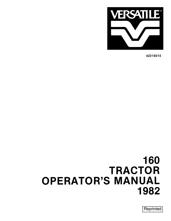 New Holland Versatile 160 Tractor Operator Manual PDF 42016010