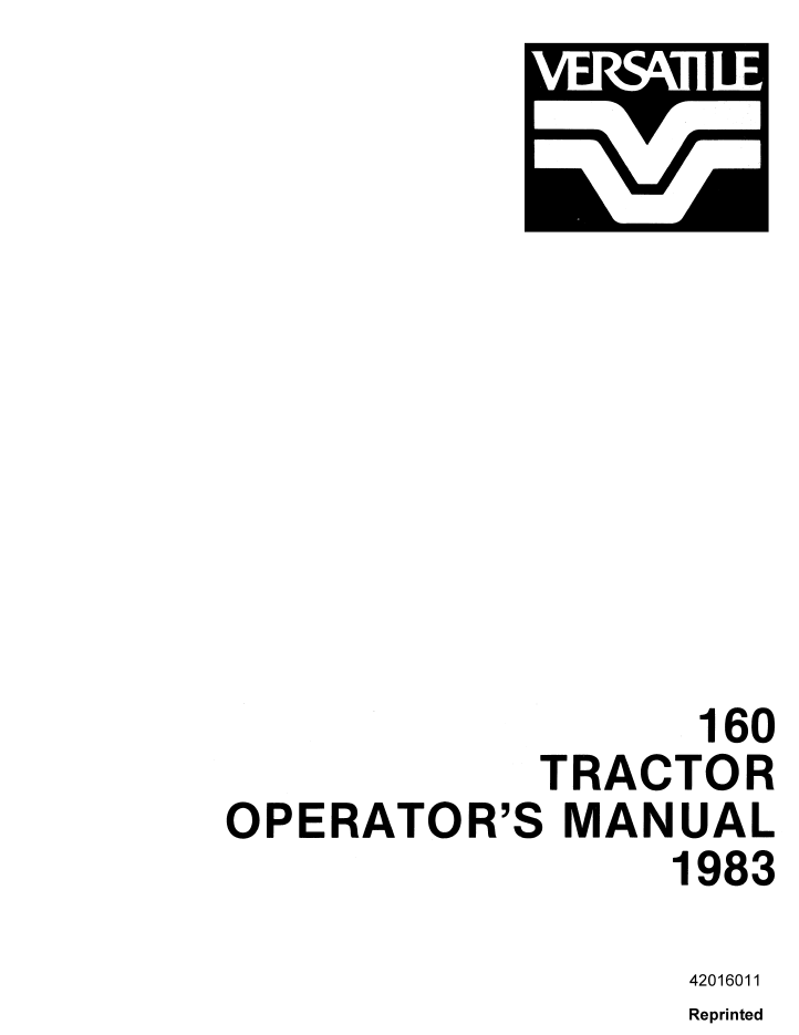 New Holland Versatile 160 Tractor Operator Manual PDF 42016011