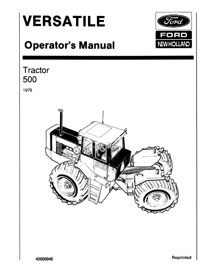 New Holland Versatile 500 Tractor Manual 42050040 PDF Download
