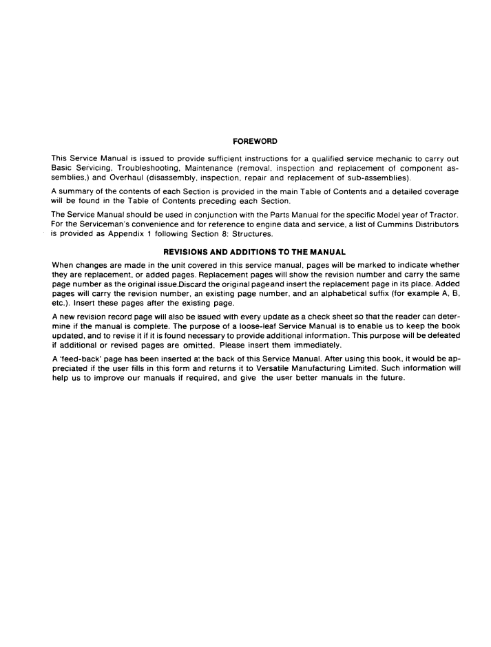 New Holland Versatile 500 Tractor Workshop Manual 40050010 PDF