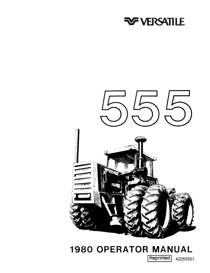 New Holland Versatile 555 Tractor Operator Manual 42055501