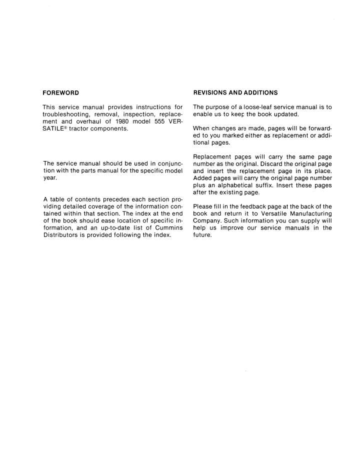 New Holland Versatile 555 Tractor Workshop Manual 40055520 PDF