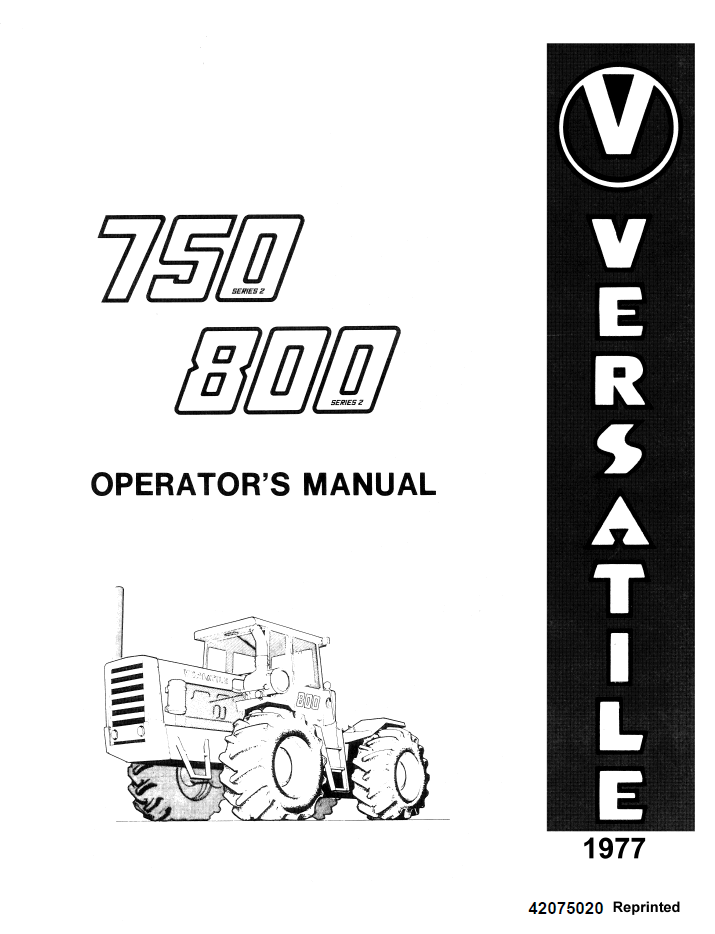 New Holland Versatile 750 800 Series 2 Manual 42075020