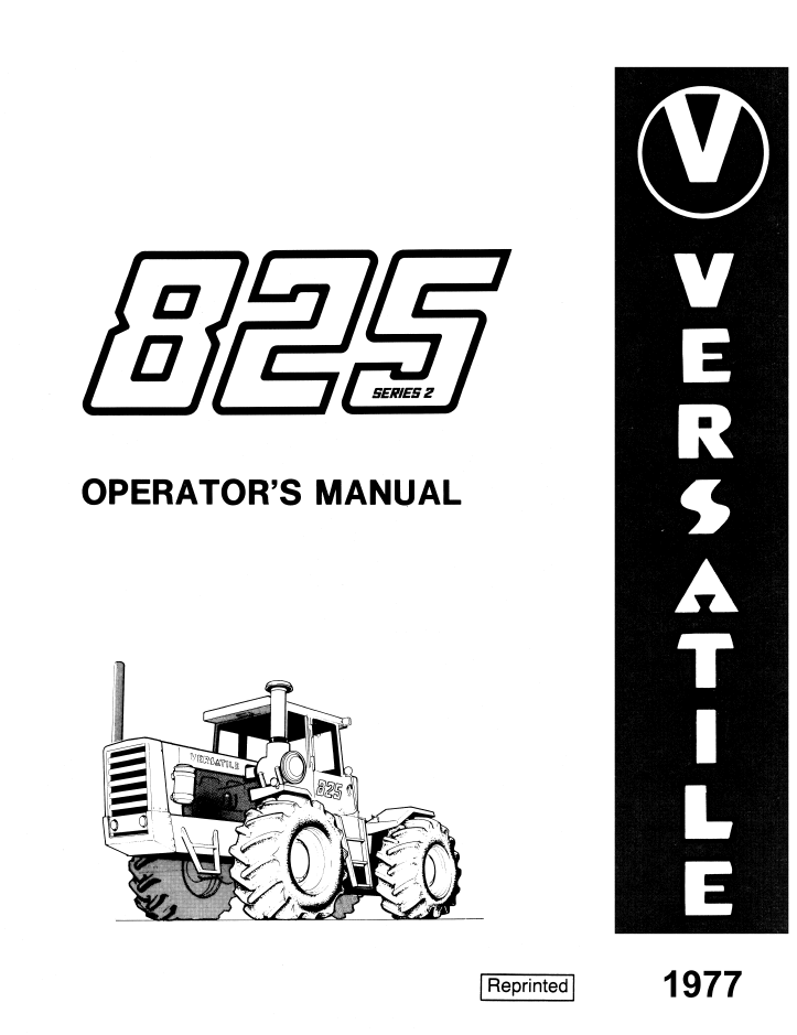 New Holland Versatile 825 Tractor Operator Manual 42082510