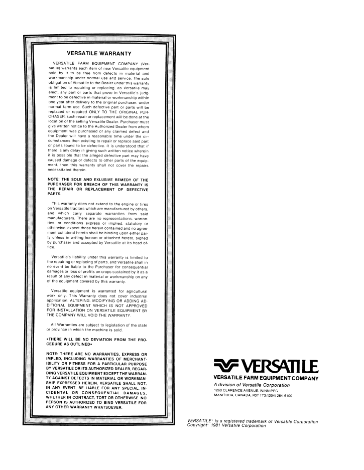 New Holland Versatile 835-895 Tractor Operator Guide 42083541