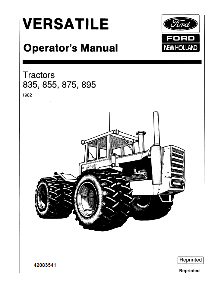 New Holland Versatile 835 855 875 895 Operator Manual 42083541 PDF