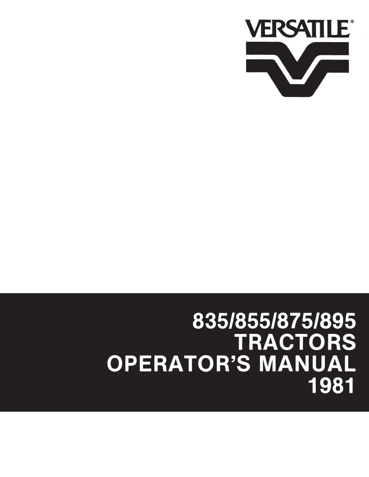 New Holland Versatile 835 855 875 895 Tractor Manual 42083540