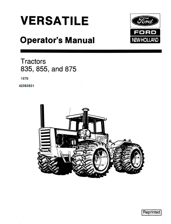 New Holland Versatile 835 855 875 Tractor Manual 42083531