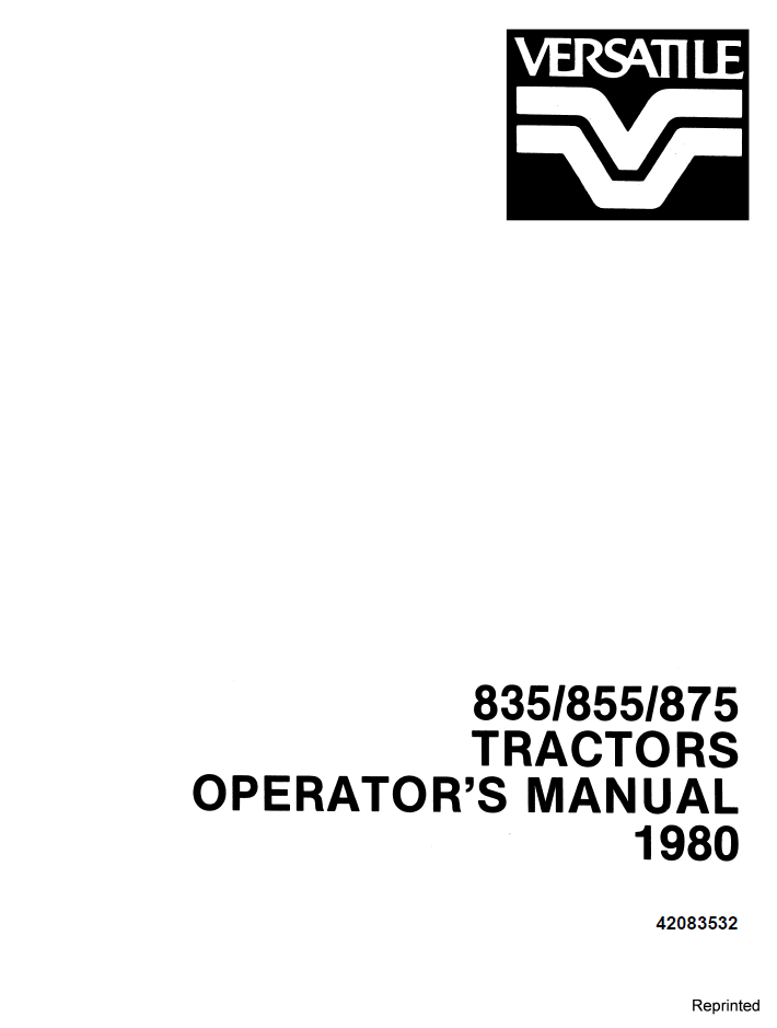 New Holland Versatile 835 855 875 Tractor Manual 42083532