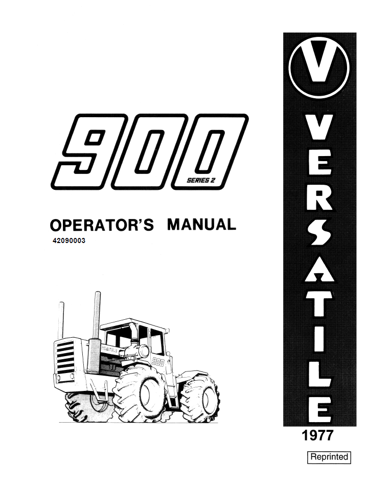 New Holland Versatile 900 Series 2 Operator Manual 42090003
