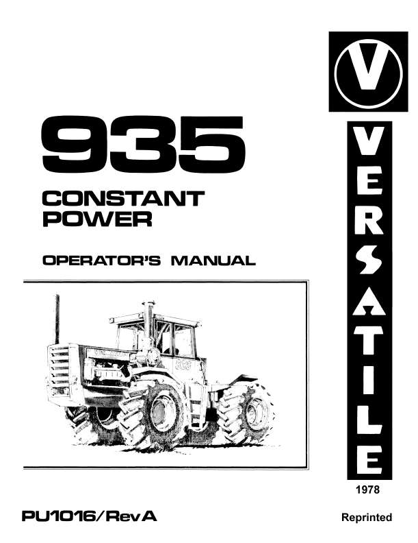 New Holland Versatile 935 Constant Power Operator Manual 42093510