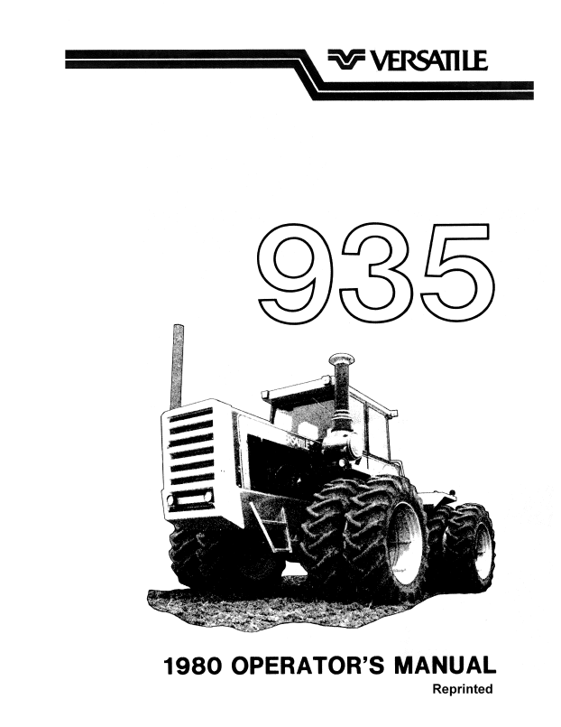 New Holland Versatile 935 Tractor Operator Manual 42093512