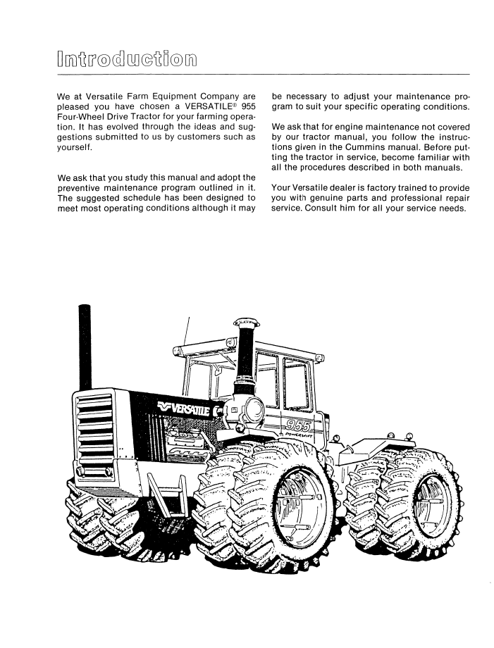 New Holland Versatile 955 Tractor Operating Manual 42095511