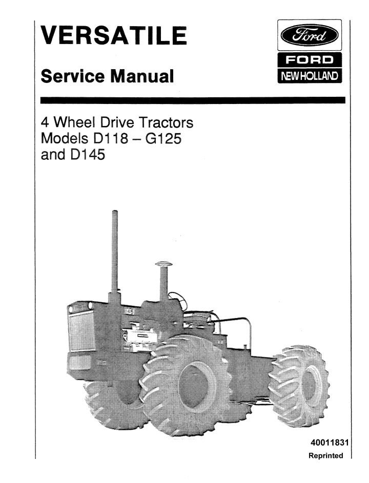 New Holland Versatile D118-G125 D145 4WD Manual 40011831