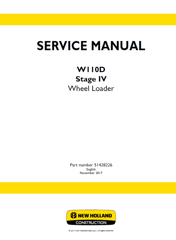 New Holland W110D Stage IV Wheel Loader Service Manual 51428226