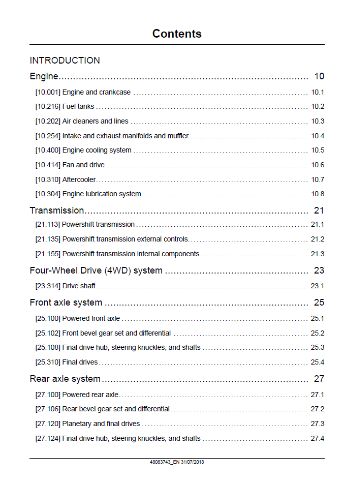 New Holland W110D Tier 2 Loader Service Manual 48083743 PDF