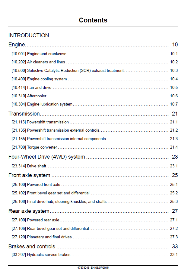 New Holland W170C Loader Service Manual (Publication 47878248)