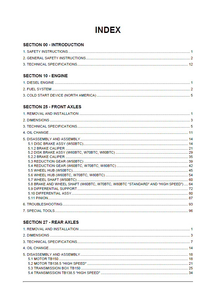 New Holland W50BTC W60BTC W70BTC W80BTC Service Repair Manual 87734623C