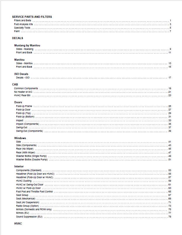 OEM MUSTANG 3200VT Compact Track Loader Parts Manual PDF