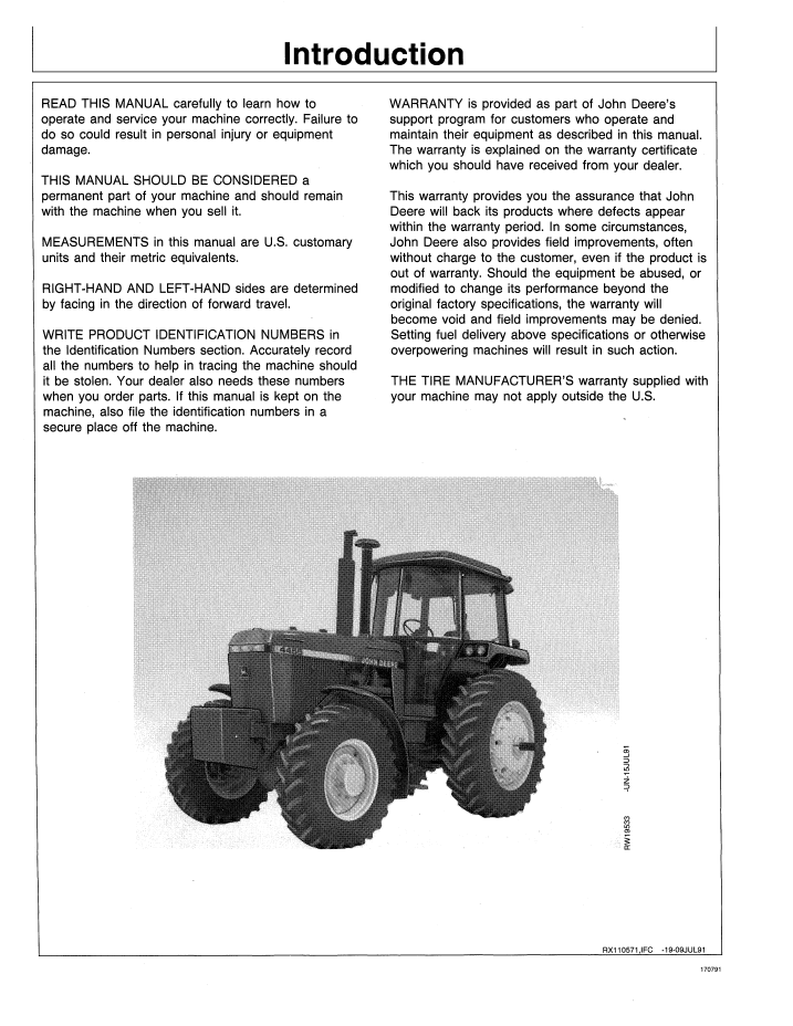 OMAR110571 John Deere Tractor Manual – Complete Operation & Service Guide