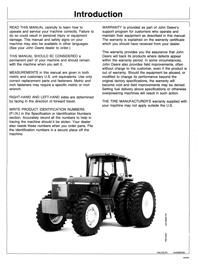 OMAR112280 John Deere Tractor Operation & Maintenance Guide