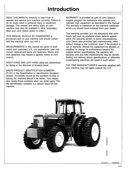 OMAR112280 John Deere Tractor Operation & Maintenance Guide
