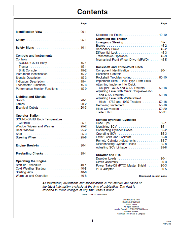 OMAR112286 | John Deere 4755 & 4955 Tractor Operation & Safety Manual