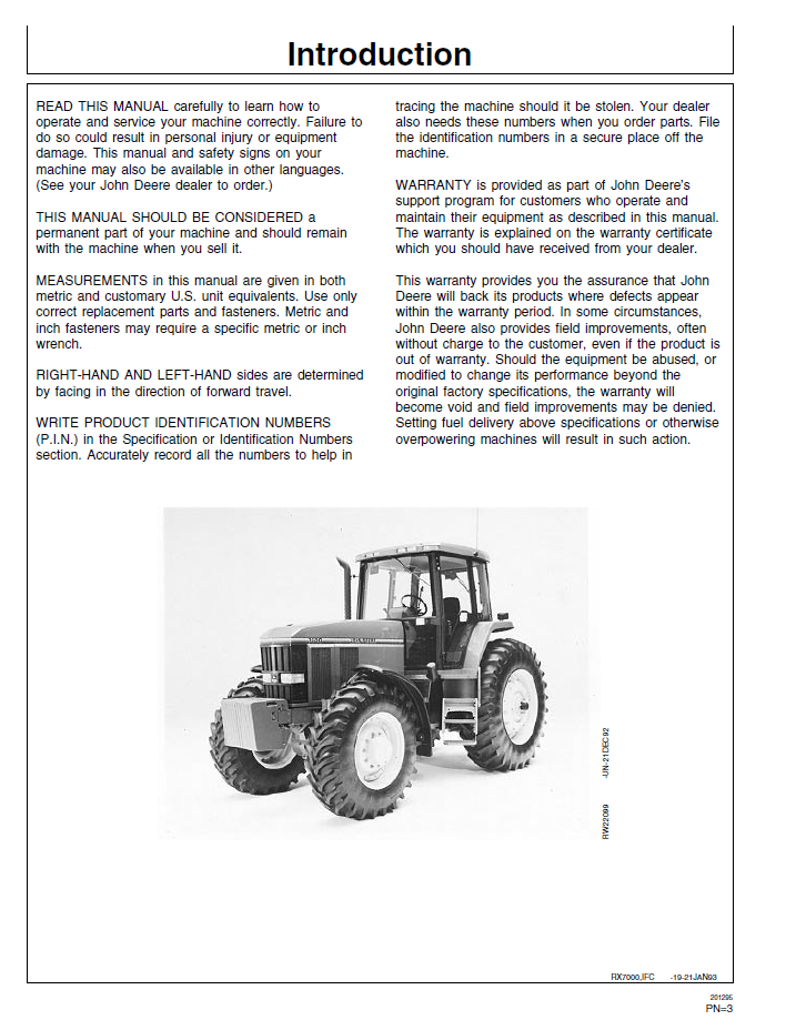 OMAR112756 John Deere 7000 Series Tractor Manual – Complete Guide