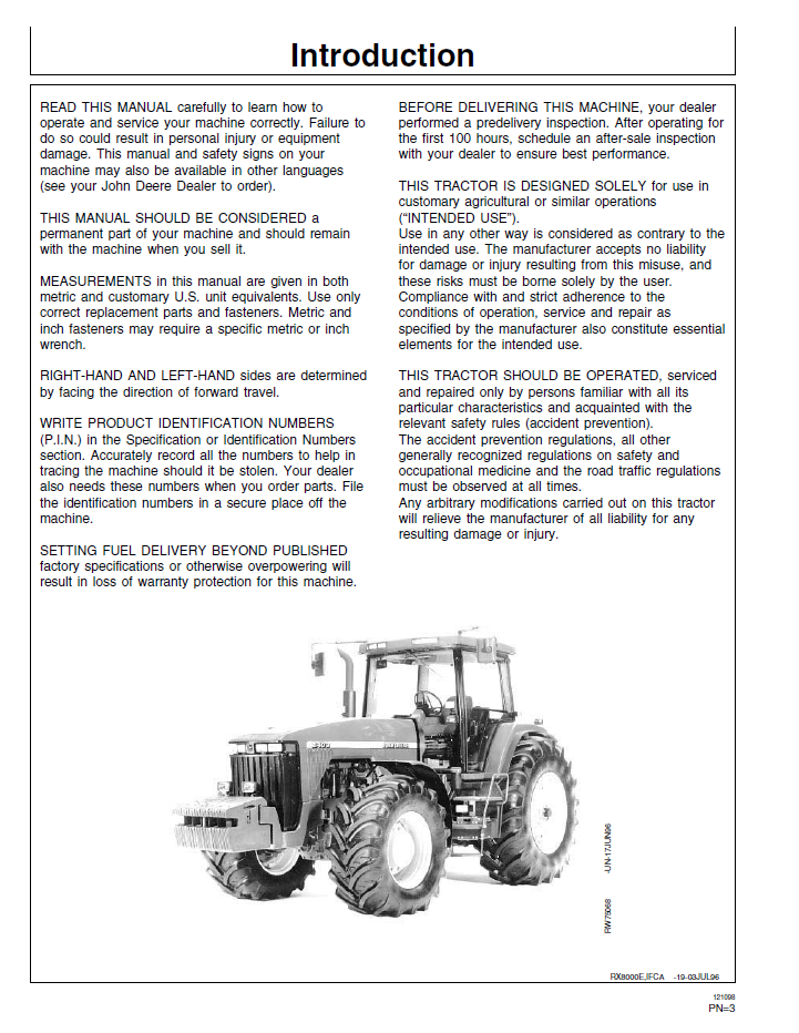 OMAR162536 John Deere Tractor 8100-8400 User & Operation Manual