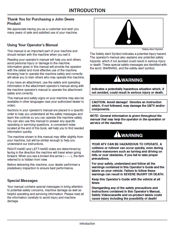 OMC219000326 John Deere 500 650 Trail Buck Utility ATV Manual