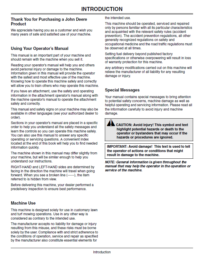 OMDMU21016 John Deere 997 ZTrak Zero Turn Mower User Manual