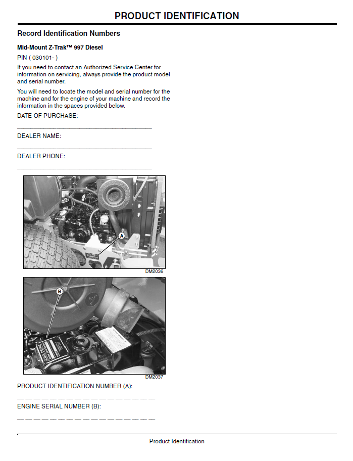 OMDMU211934 John Deere 997 ZTrak Zero Turn Mower User Manual