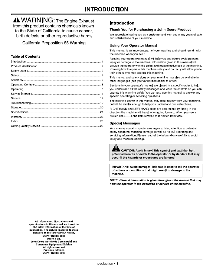 OMGX23072 John Deere JS45 MowMentum Lawn Mower Operator Manual Download