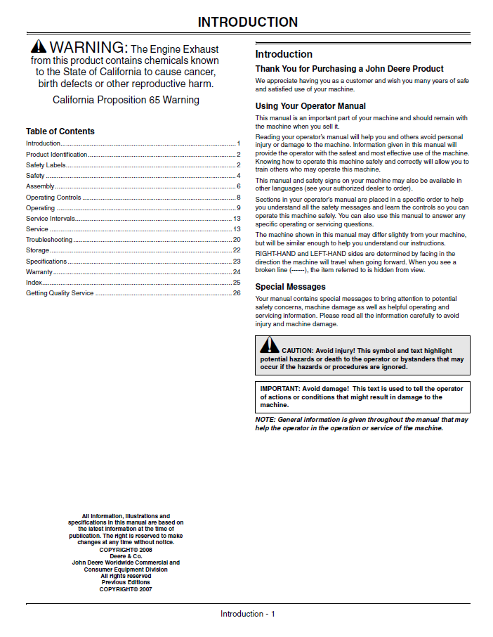 OMGX23244 John Deere JS25 JS35 Rotary Mower Operator Manual Download
