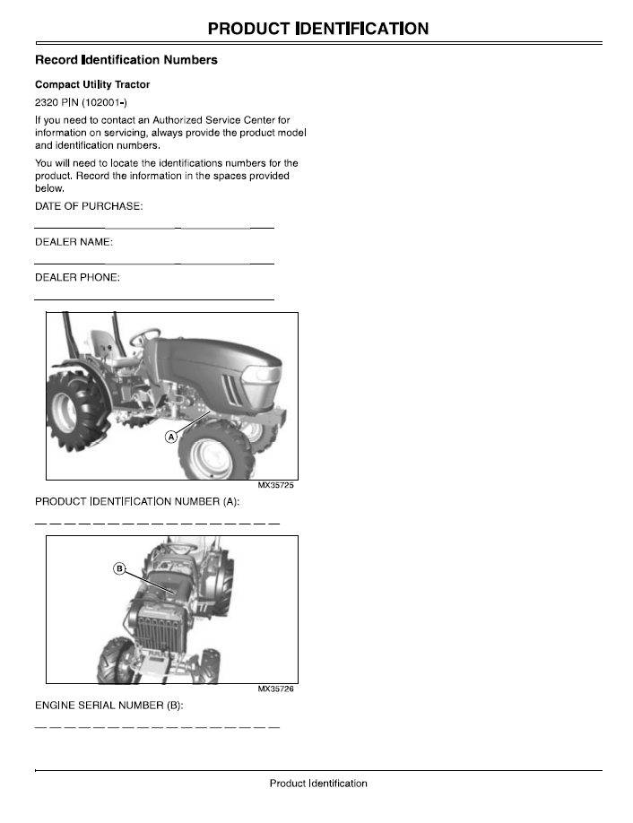 OMLVU22982 John Deere 2320 Tractor Operation & Maintenance Manual