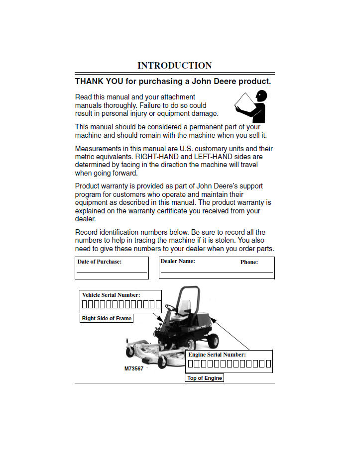 OMM115813 John Deere F1145 Front Mower Operation & Maintenance Guide